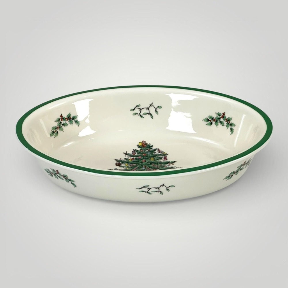 Spode Christmas Tree Oval Baking‎ Dish England Oven To Table 12.5x9